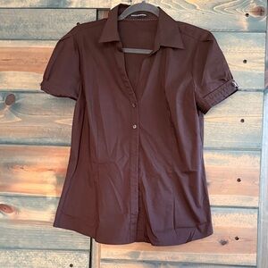 Express Dark Brown Short Sleeve Button-Down Shirt